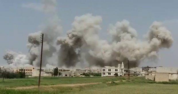 جرحى مدنيون بقصف جوي ومدفعي على مناطق بريف حماة