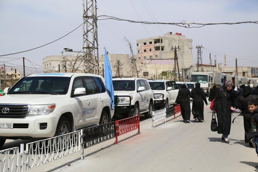 دخول قافلة مساعدات غذائية إلى مدينة جيرود بريف دمشق