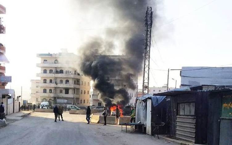 ضحايا بتفجير وسط مدينة عفرين بريف حلب الشمالي