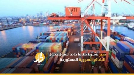 مصر تشترط نظاماً خاصاً لقبول دخول البضائع السورية المستوردة