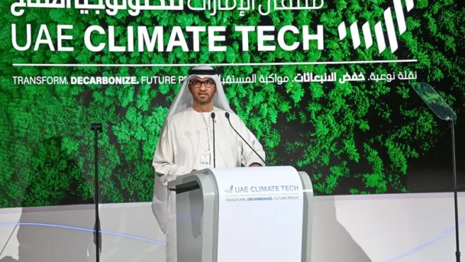 وزير الصناعة والتكنولوجيا المتقدمة والرئيس المعين لمؤتمر " COP28" الدكتور سلطان بن أحمد الجابر/سكاي نيوز عربية
