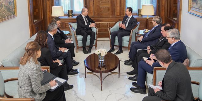 من زيارة وزير الخارجية الأردني، أيمن الصفدي، إلى دمشق ولقائه بالرئيس السوري، بشار الأسد في عام 2023 - انترنت