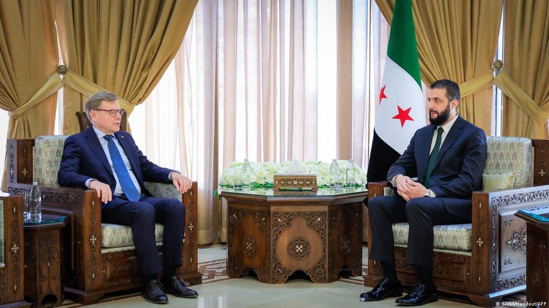 خلال زيارة وزير الخارجية الألماني يوهان فاديفول إلى دمشق، في نهاية تشرين الأول/أكتوبر. (سانا)