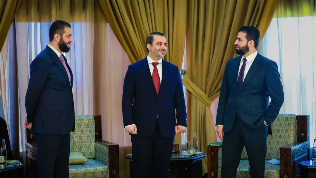 الرئيس السوري أحمد الشرع ووزير خارجيته أسعد الشيباني ووزير الداخلية أنس خطاب