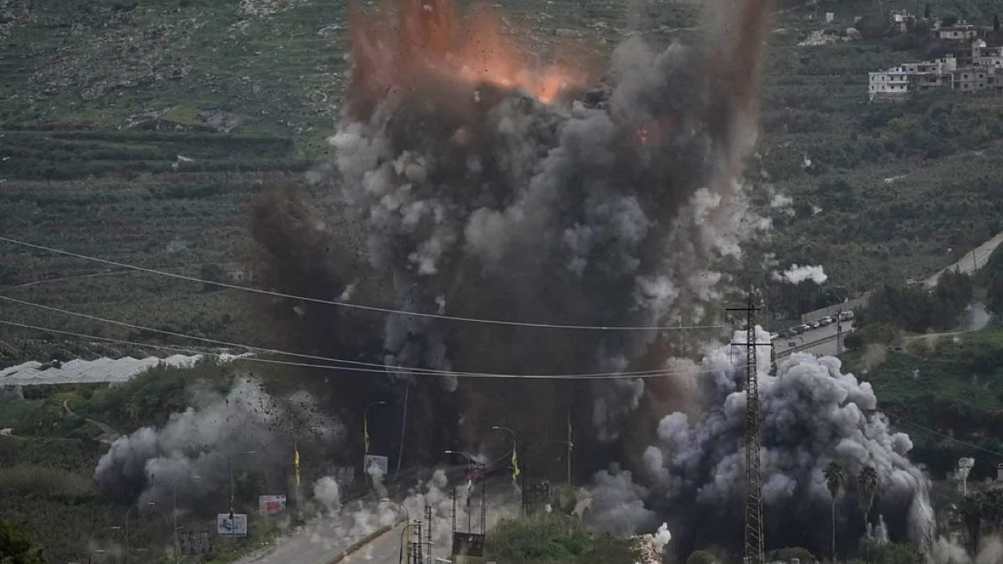 An Israeli airstrike targeted the Qasmiya Bridge near the city of Tyre in Lebanon (AFP)