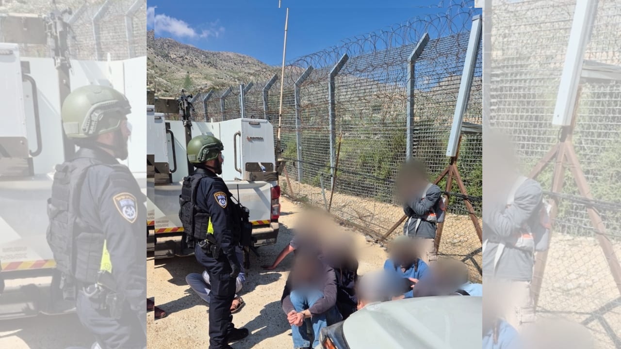 ألقت الشرطة الإسرائيلية القبض على مدنيين حاولوا عبور الحدود إلى سوريا، 22 نيسان/أبريل 2026-صورة: الشرطة الإسرائيلية